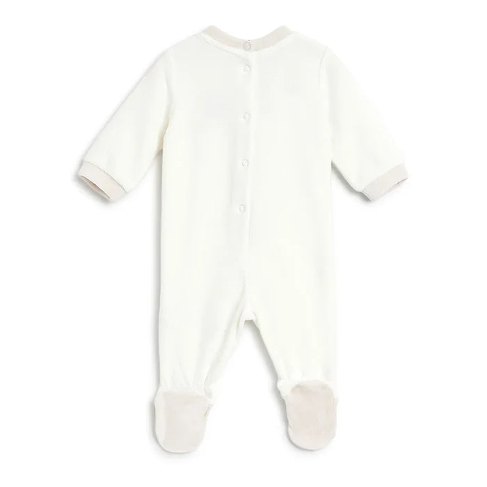 Infants White Embroidered Leg Opening Babysuit