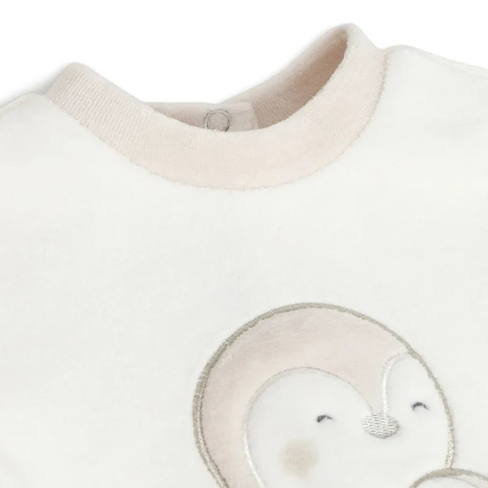 Infants White Embroidered Leg Opening Babysuit