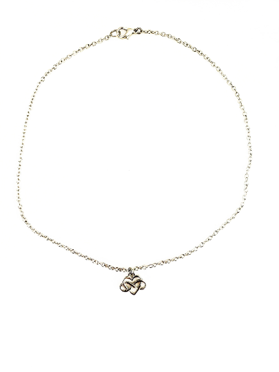 Infinity Heart Polyamory symbol on silver chain necklace. Adult, BDSM, Poly