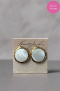Kenneth Jay Lane Satin Gold and Mother of Pearl Button Earrings - Mildred Hoit