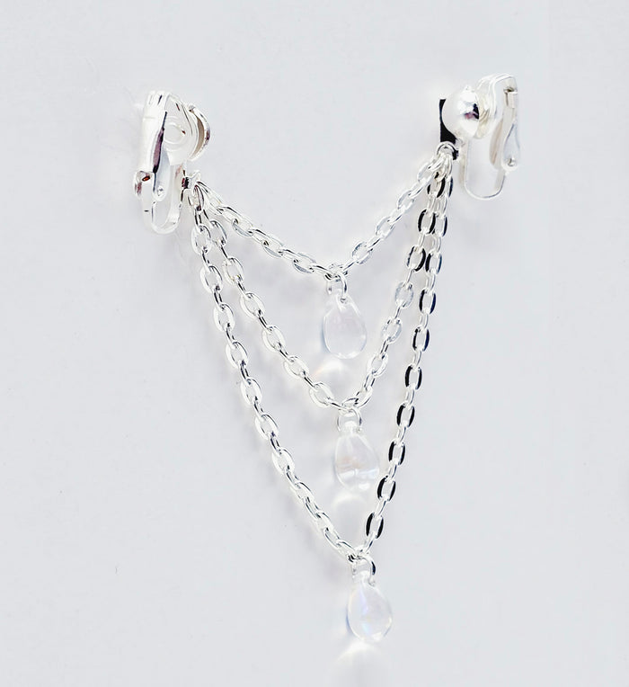 Labia Chain Dangle, Non Piercing, Three Tier Crystal Teardrop.BDSM, Erotic Intimate Body Jewelry