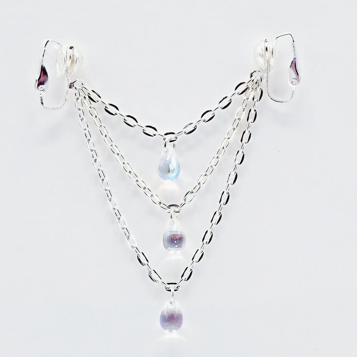 Labia Chain Dangle, Non Piercing, Three Tier Crystal Teardrop.BDSM, Erotic Intimate Body Jewelry