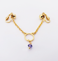 Labia Chain Dangle with Kitten and Crystal. Gold, Rose Gold, or Silver
