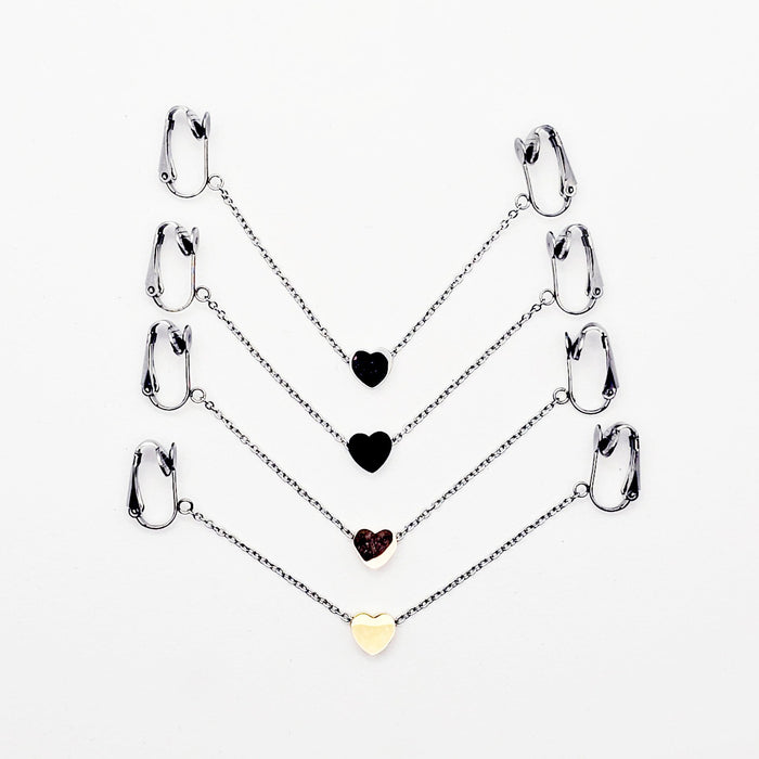 Labia Chain Dangle with Sliding Heart, Stainless Steel. Non Piercing Genital Jewelry