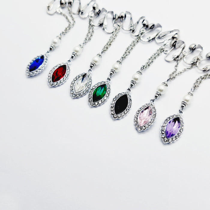 Labia Clip Chain Dangle with Elegant Pearl and Gems. Non Piercing Genital Jewelry for Women