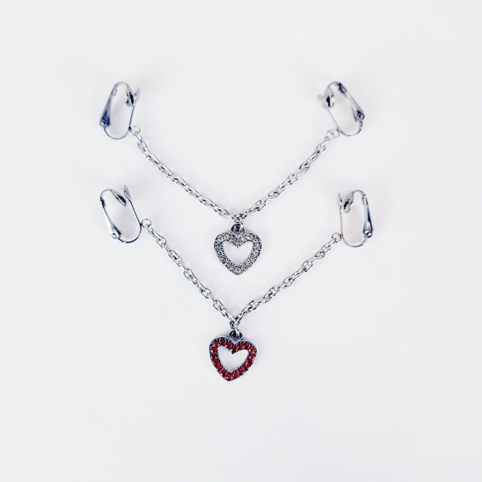 Labia Jewelry with Sparkling Heart. Stainless Steel Non Piercing Labia Chain Dangle.
