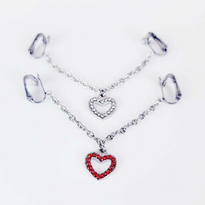 Labia Jewelry with Sparkling Heart. Stainless Steel Non Piercing Labia Chain Dangle.