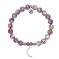 Lepidolite Quartz Gemstone Bracelet with Friendship Moon Sterling Silver Charm