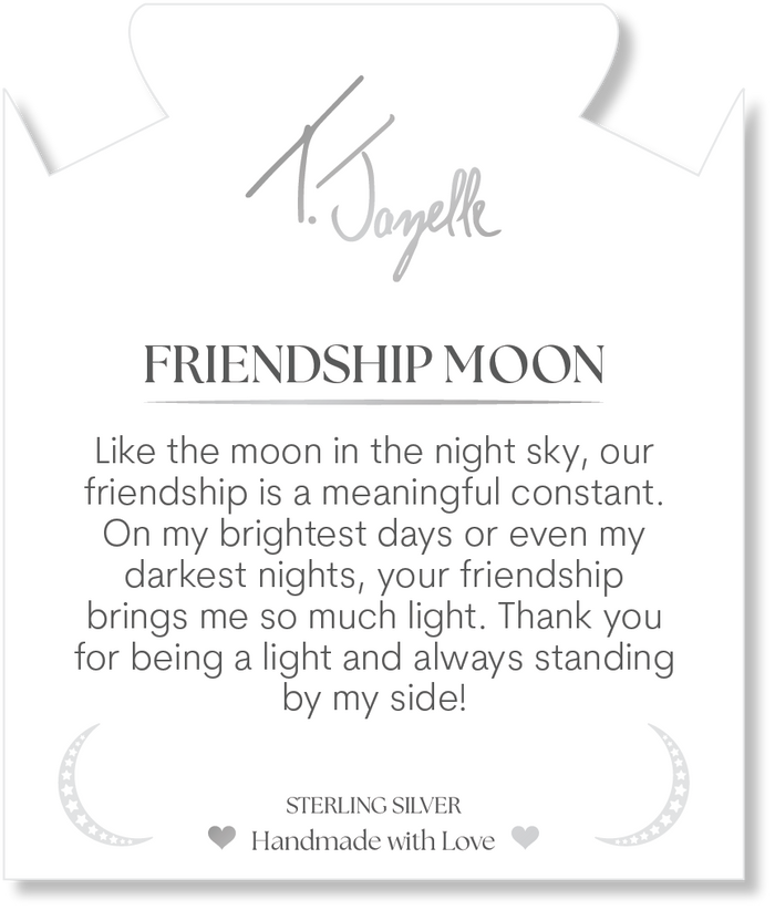 Blue Aquamarine Gemstone Bracelet with Friendship Moon Sterling Silver Charm