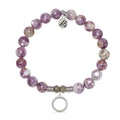 Lepidolite Quartz Gemstone Bracelet with Good Karma Sterling Silver Charm