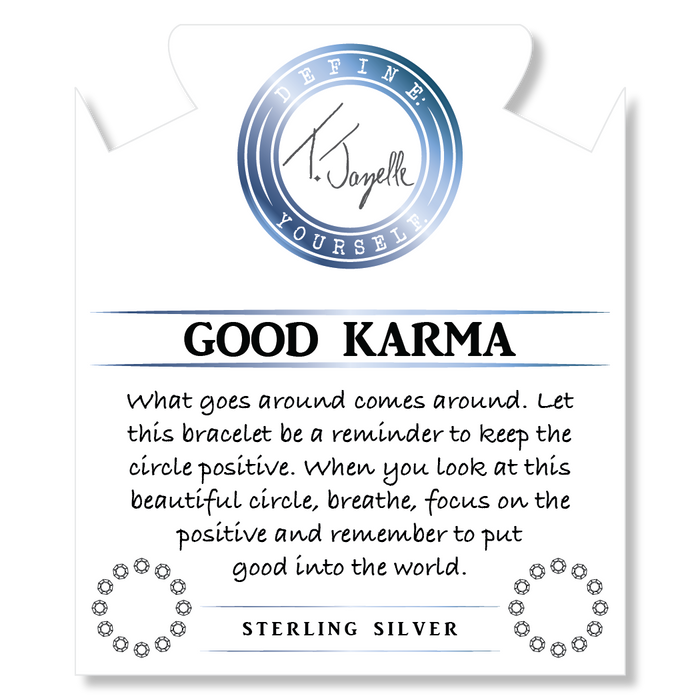 Lepidolite Quartz Gemstone Bracelet with Good Karma Sterling Silver Charm