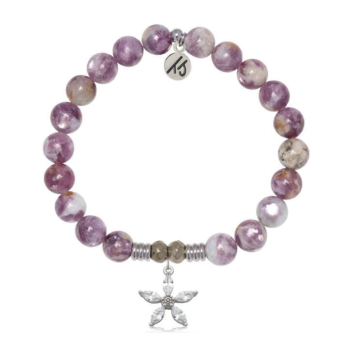 Lepidolite Quartz Gemstone Bracelet with Renewal Sterling Silver Charm