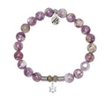 Lepidolite Quartz Gemstone Bracelet with Shine Like A Diamond Sterling Silver Charm