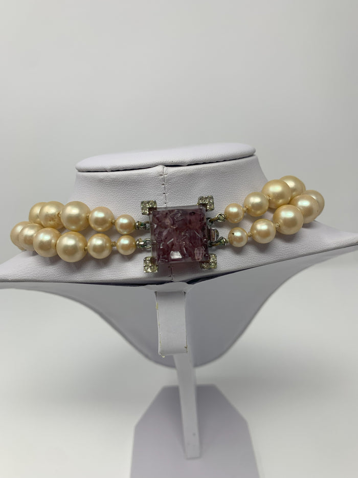 Les Bernard Faux Pearl Choker Necklace