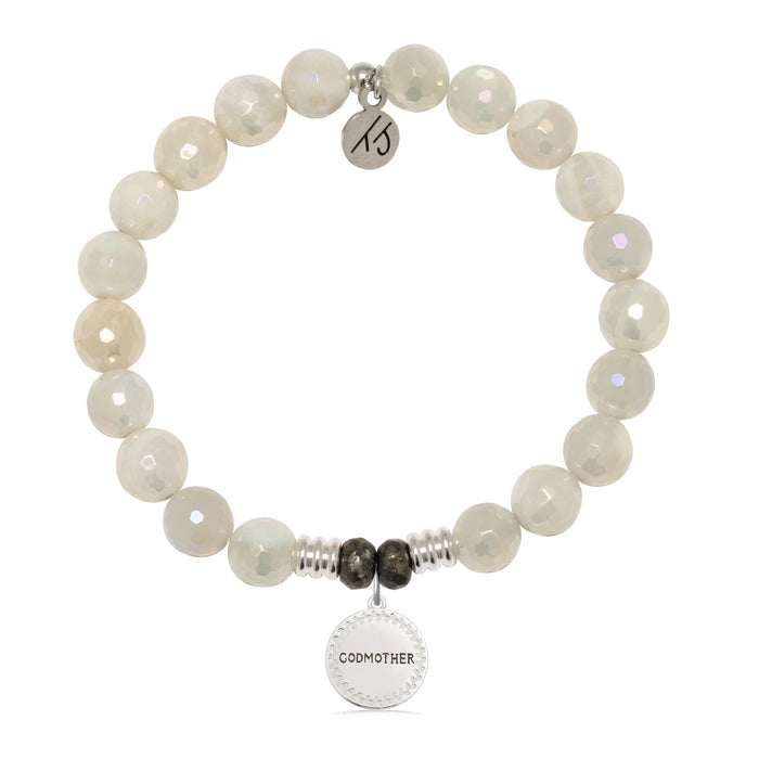 Moonstone Gemstone Bracelet with Endless Love Godmother Sterling Silver Charm