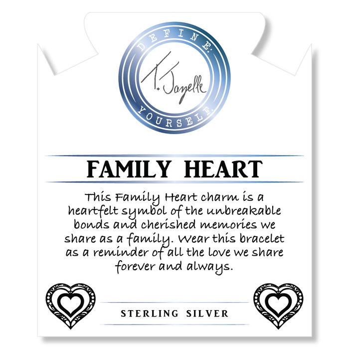 Mountain Blue Jade Gemstone Bracelet with Family Heart Sterling Silver Charm