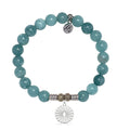 Mountain Blue Jade Gemstone Bracelet with Prayers of Strength Sterling Silver Charm