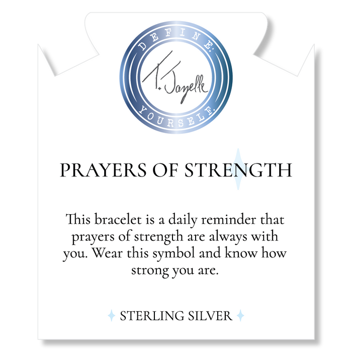 Mountain Blue Jade Gemstone Bracelet with Prayers of Strength Sterling Silver Charm
