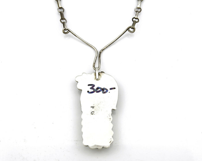 Navajo Artist FG .925 Silver Natural Blue Turquoise Handmade Necklace