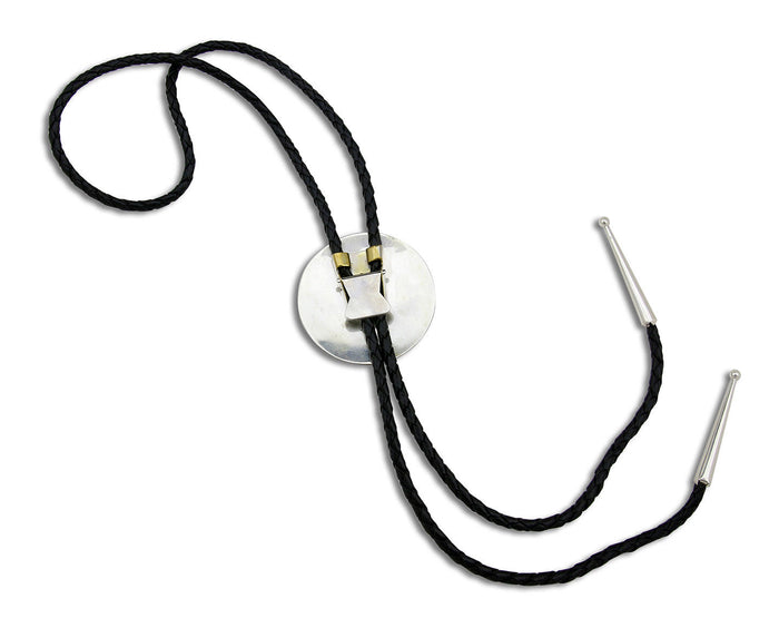 Navajo Artist Sharon Cisco Round Eagle Scenic 925 Solid Sterling Silver Bolo Tie