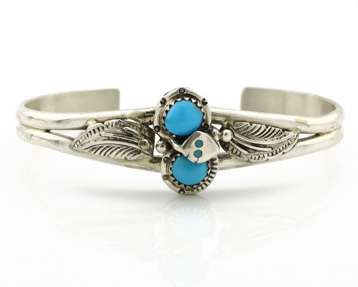 Navajo Bracelet .925 Silver Blue Turquoise Signed H Spencer C.80's