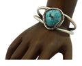 Navajo Bracelet 925 Silver Fox Mine Turquoise Native American Artist C.80's