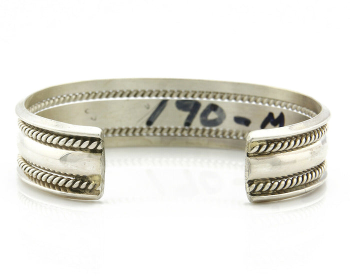 Navajo Bracelet .925 Silver Handmade Hand Stamped Signed Artist TAHE Circa 1980s