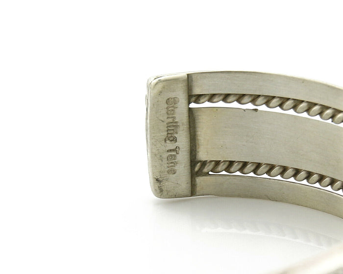 Navajo Bracelet .925 Silver Handmade Hand Stamped Signed Artist TAHE Circa 1980s