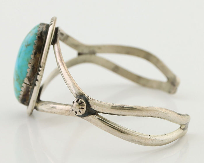 Navajo Bracelet 925 Silver Kingman Turquoise Artist Signed IJC C.80's