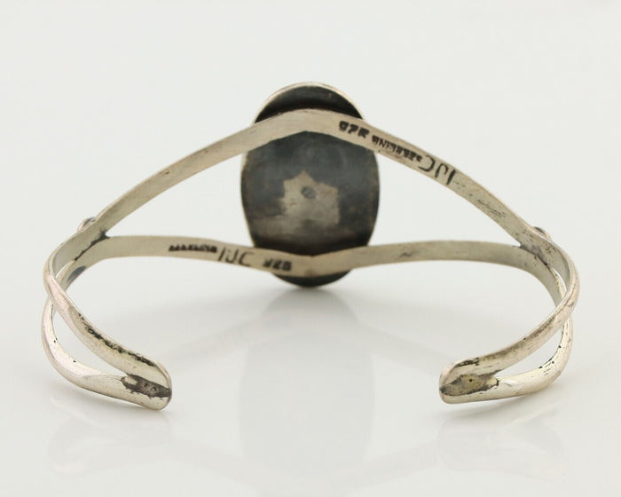 Navajo Bracelet 925 Silver Kingman Turquoise Artist Signed IJC C.80's