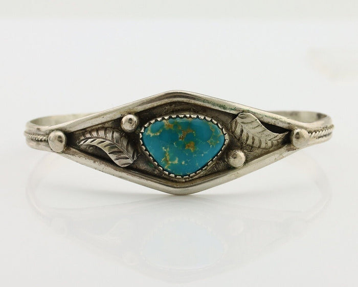 Navajo Bracelet 925 Silver Kingman Turquoise Native American Artist C.80's