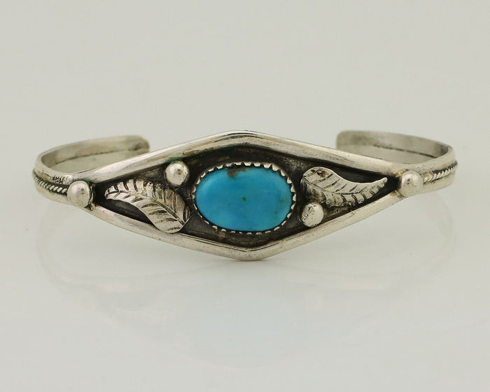 Navajo Bracelet 925 Silver Kingman Turquoise Native American Artist C.80's