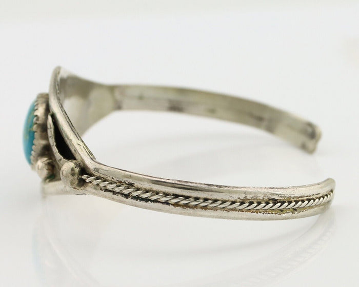 Navajo Bracelet 925 Silver Kingman Turquoise Native American Artist C.80's