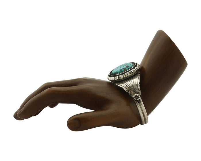 Navajo Bracelet 925 Silver Mine 8 Turquoise Native American Artist C.80's