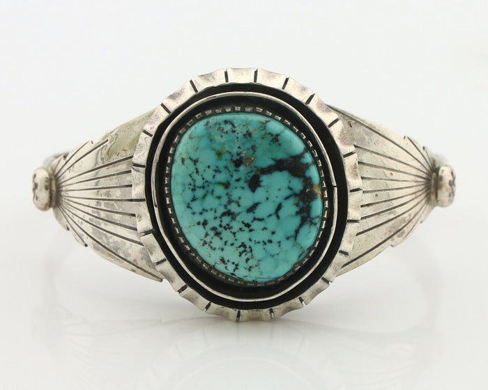 Navajo Bracelet 925 Silver Mine 8 Turquoise Native American Artist C.80's