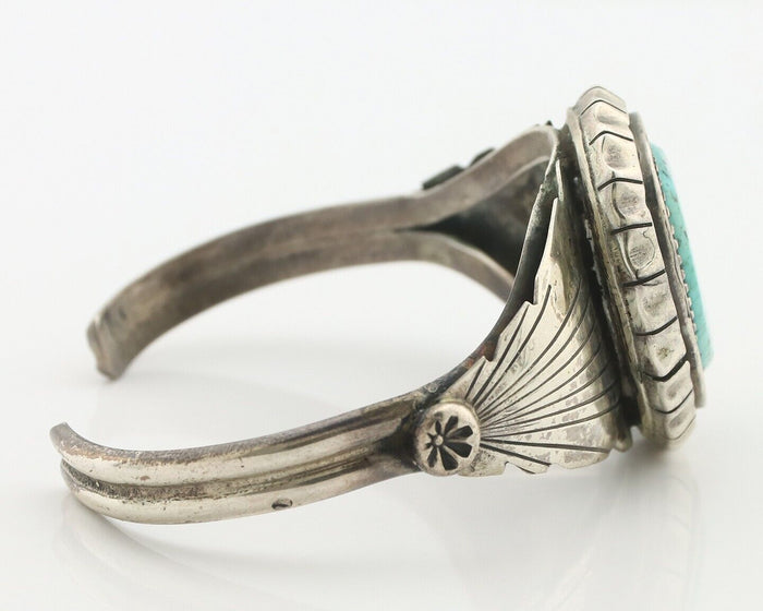 Navajo Bracelet 925 Silver Mine 8 Turquoise Native American Artist C.80's