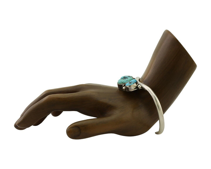 Navajo Bracelet 925 Silver Morenci Turquoise Artist Signed Frank Sandoval C.80's