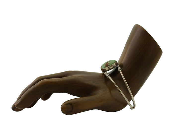 Navajo Bracelet 925 Silver Natural Green Turquoise Native American Artist C.80's