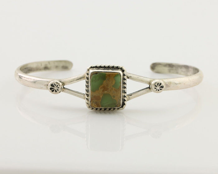 Navajo Bracelet 925 Silver Natural Green Turquoise Native American Artist C.80's