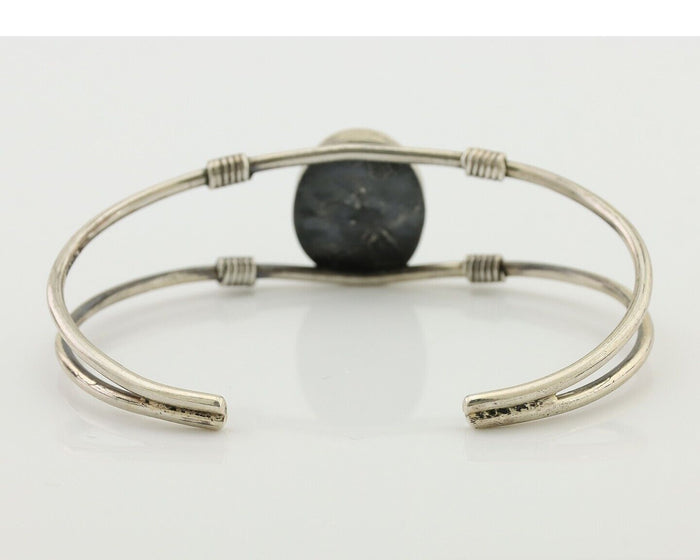 Navajo Bracelet 925 Silver Natural Green Turquoise Native American Artist C.80's