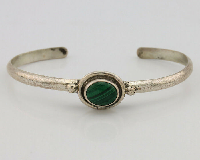 Navajo Bracelet .925 Silver Natural Malachite Native American C.90's