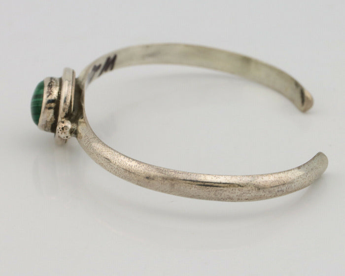 Navajo Bracelet .925 Silver Natural Malachite Native American C.90's
