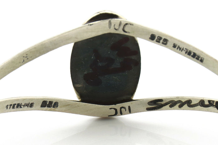 Navajo Bracelet .925 Silver Natural MOP Artist Signed IJC C.90's