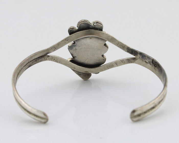 Navajo Bracelet 925 Silver Natural Red Coral Artist Signed L Begay C.80's