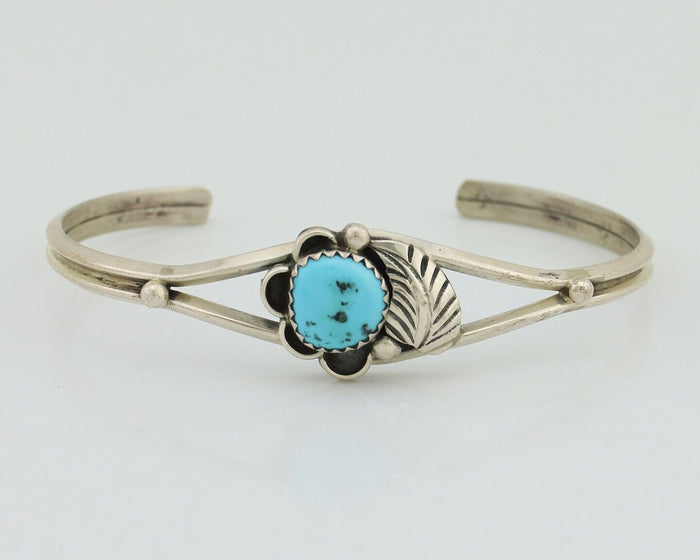 Navajo Bracelet 925 Silver Sleeping Beauty Turquoise Native American Artist C80s