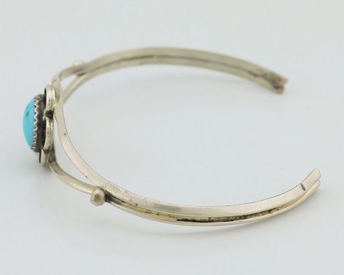 Navajo Bracelet 925 Silver Sleeping Beauty Turquoise Native American Artist C80s