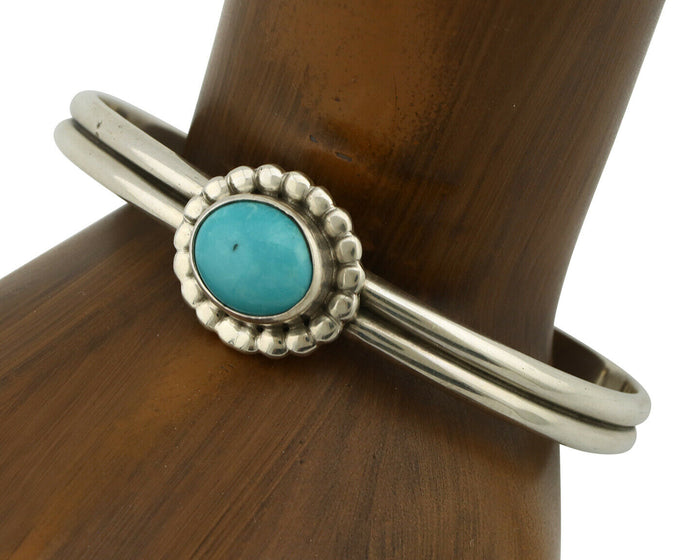 Navajo Bracelet .925 Silver Sleeping Beauty Turquoise Native American C.90's