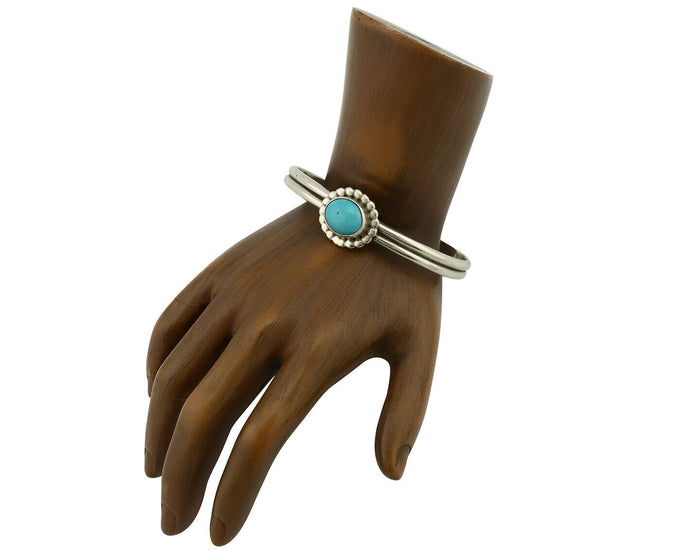Navajo Bracelet .925 Silver Sleeping Beauty Turquoise Native American C.90's