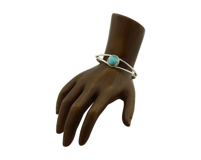 Navajo Bracelet 925 Silver Sleeping Beauty Turquoise Native Artist C.80's