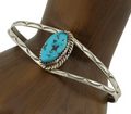 Navajo Bracelet 925 Silver Sleeping Beauty Turquoise Signed Robert Vandover C80s